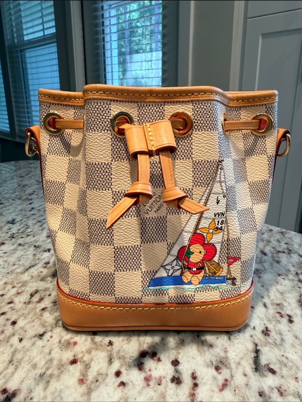 Louis Vuitton Damier Azur Vivienne Nano Noe Sac Bucket Bag-100% Authentic